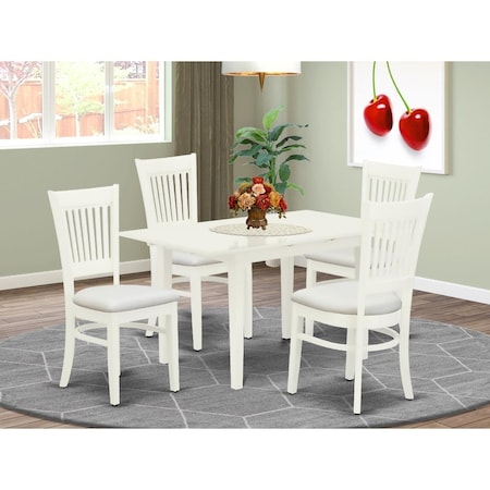 East West Furniture 5 Piece Norden Kitchen Table Set - Linen White NFVA5-LWH-C